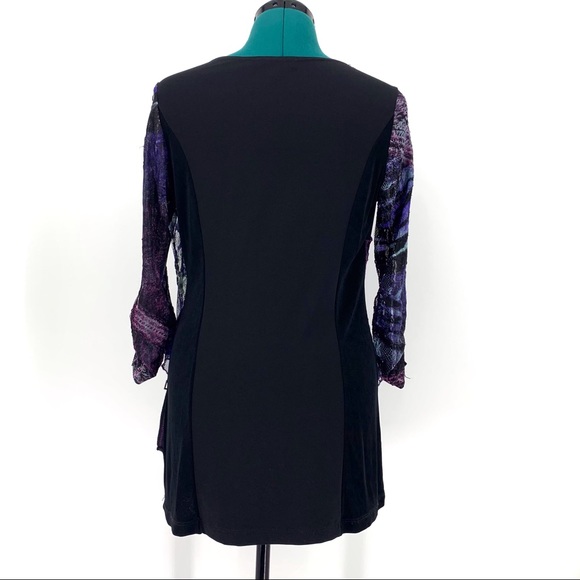 Svetlana Purple and Black Layered 3/4 Sleeve Top, Small - Picture 7 of 15